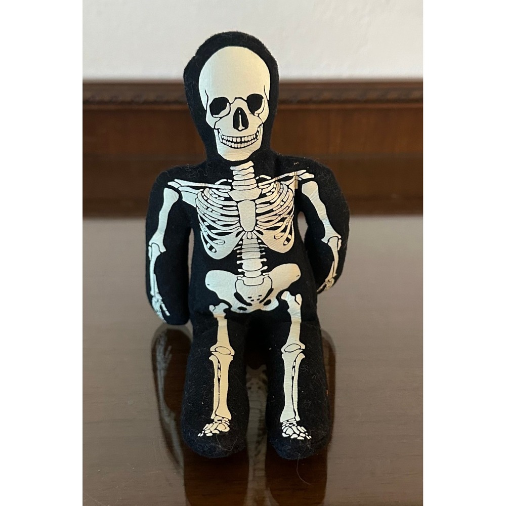 Beanie Boppers Bones Skeleton Cloth Doll Plush (24K 1997) Vintage RARE Halloween